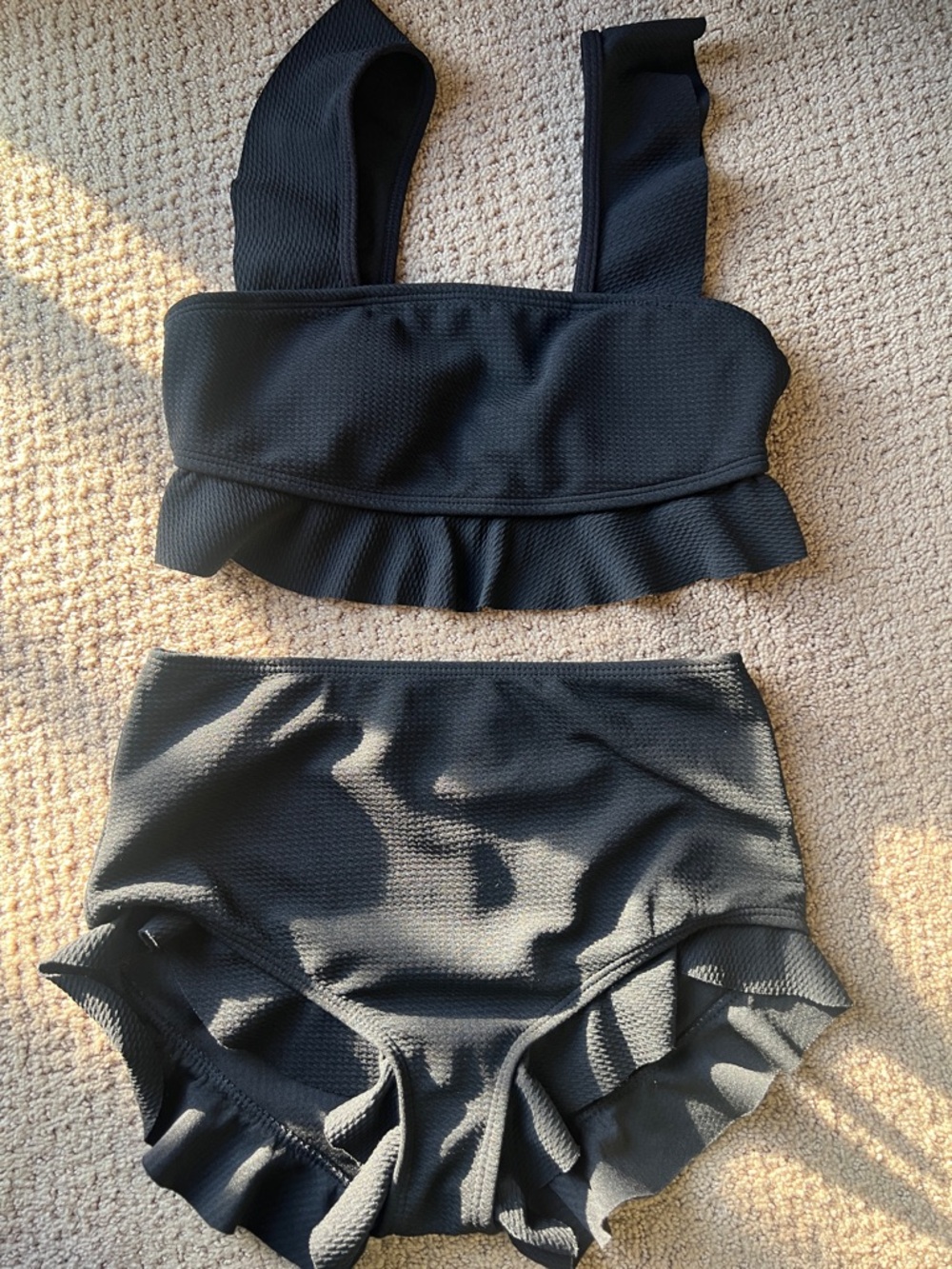 🖤Black Ruffle Two-Piece Swim Set